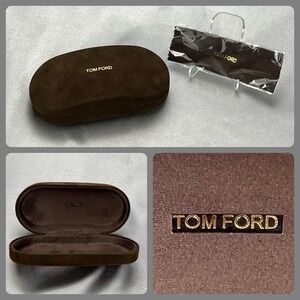 Tom Ford Eyeglasses Sunglasses Medium Velvet Hard Clam Case w/ Cleaning Cloth